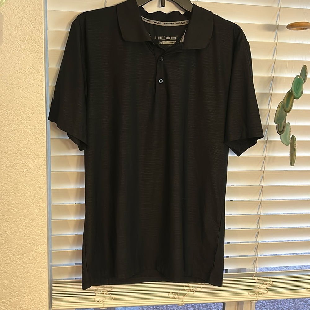 Head Golf Polo Shirt Mens Small Black Stretch Knit Short Sleeve